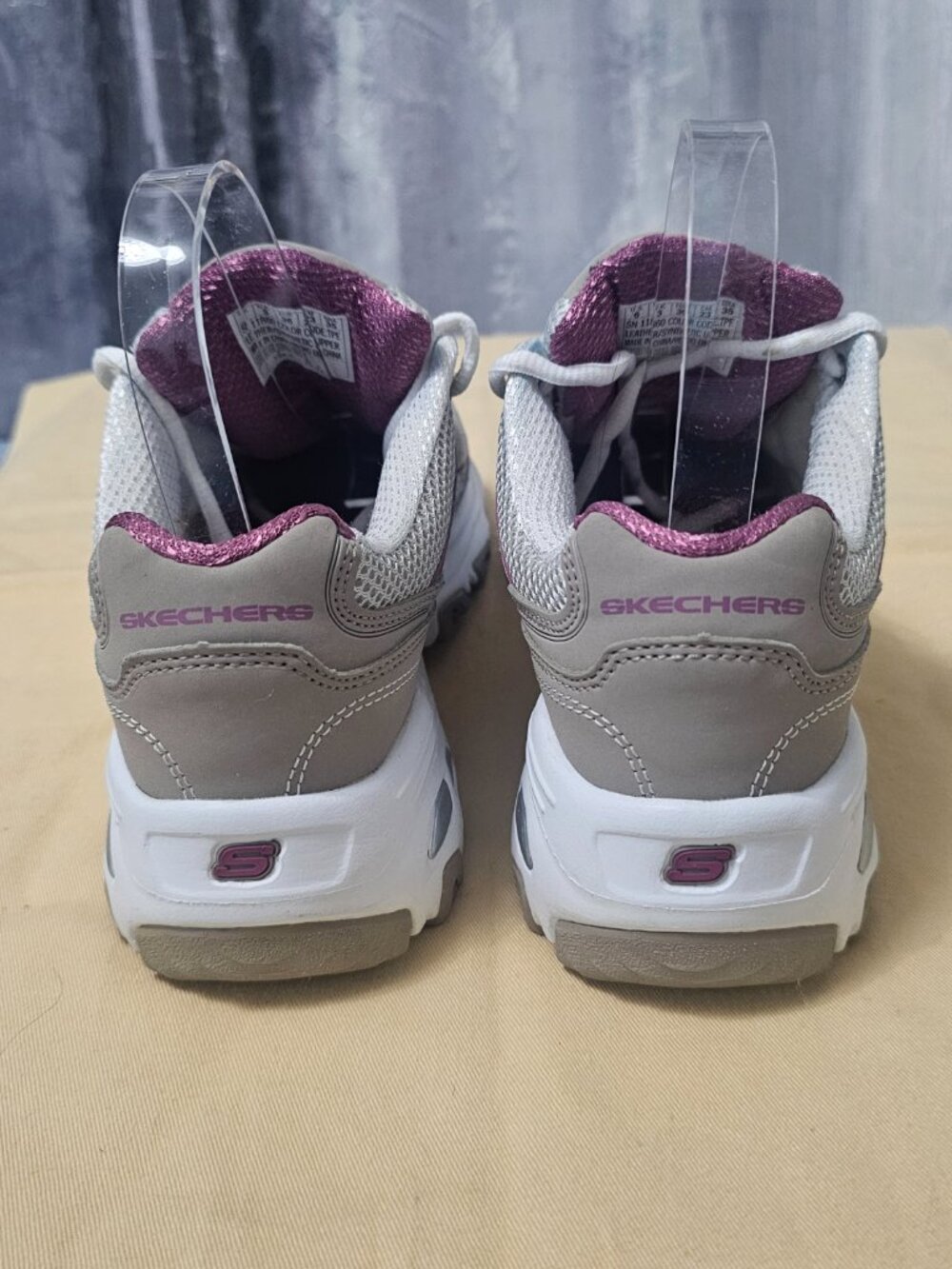 Skechers D'Lites Gray Purple White Women's Daily Wear Athletic Sneakers Size 6 - Picture 5 of 7